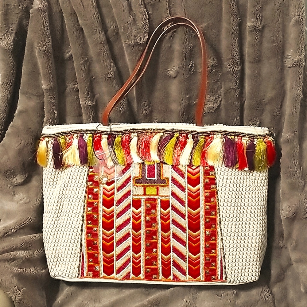 Steve Madden Coral/Multi Colored Tote Bag